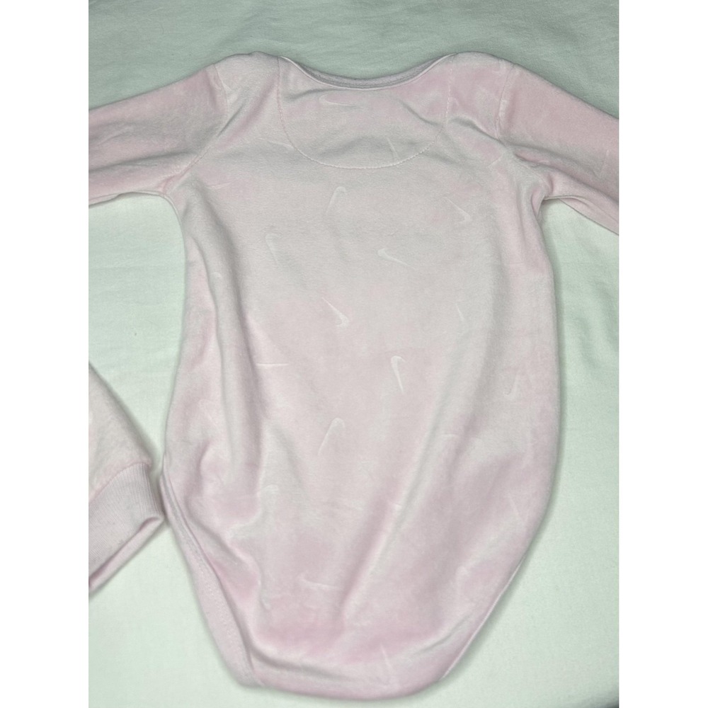Nike Baby Bodysuit Jogger Pants Set Girls 6M Pink Velour Swoosh Logo 2 Piece - Picture 10 of 14